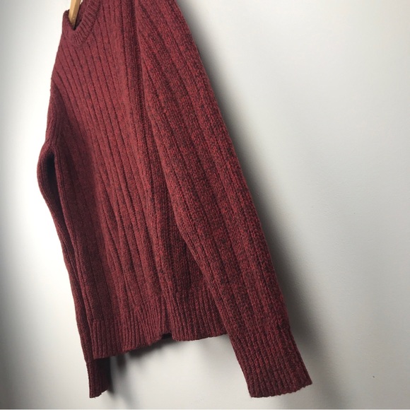SOLD - LL Bean Men's 100% Lambs Wool Knit Sweater Burgundy Red EUC - Picture 7 of 13